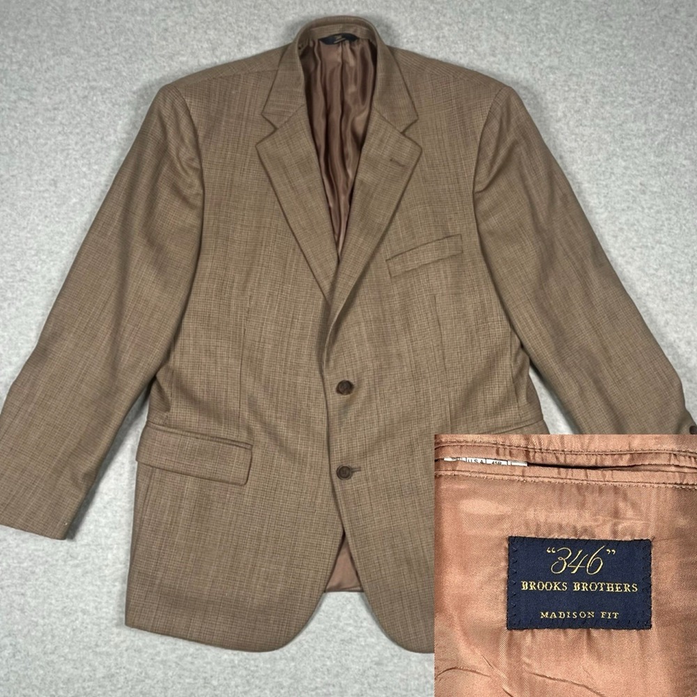 Brooks Brothers Blazer Mens 45R Brown 100% Wool Lined Madison Fit Jacket READ‎
